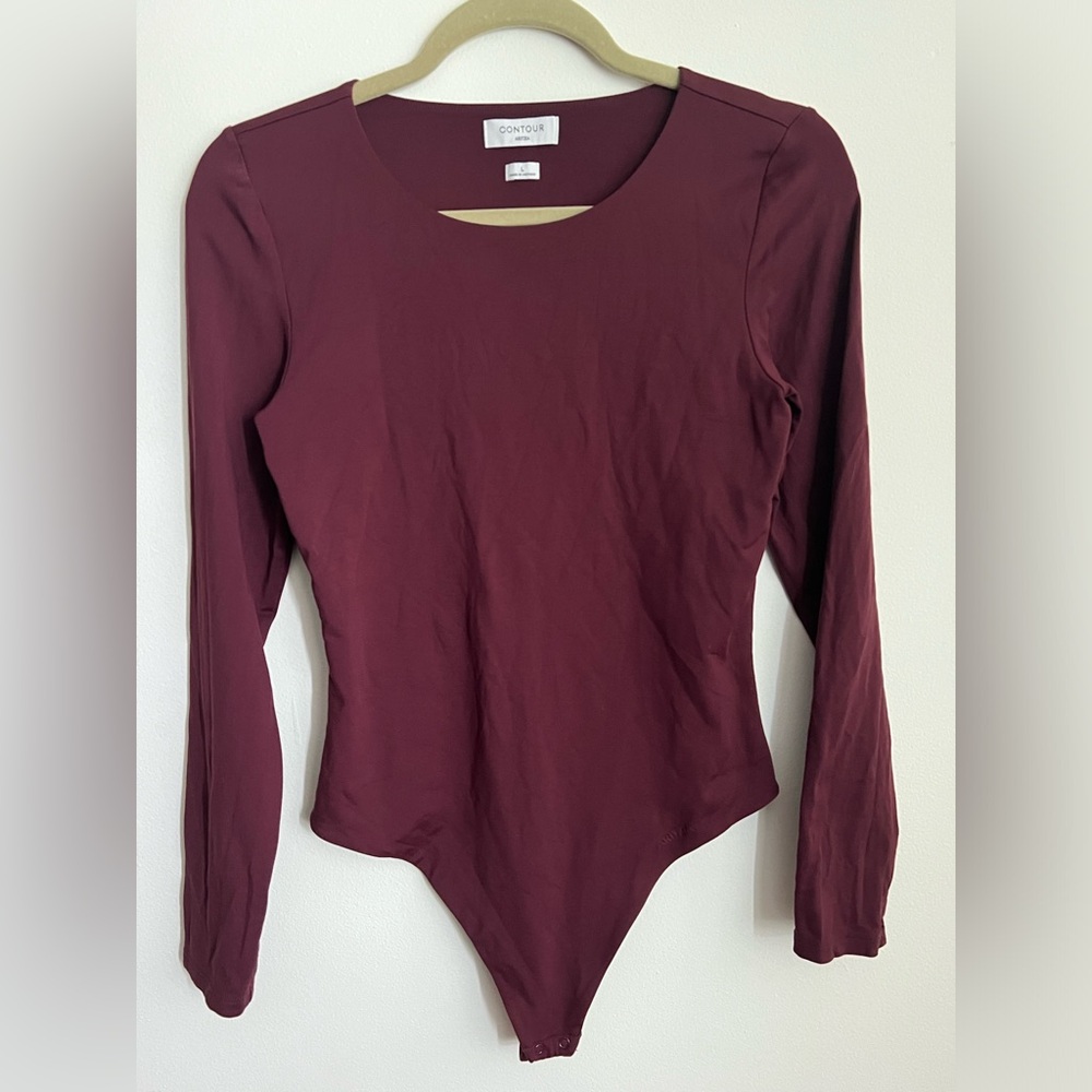 Aritzia Red Fitted Long Sleeve Bodysuit